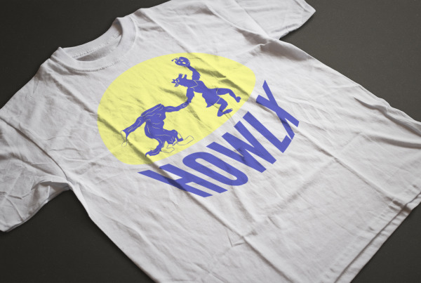 T Shirt featuring HOWLX event logo
